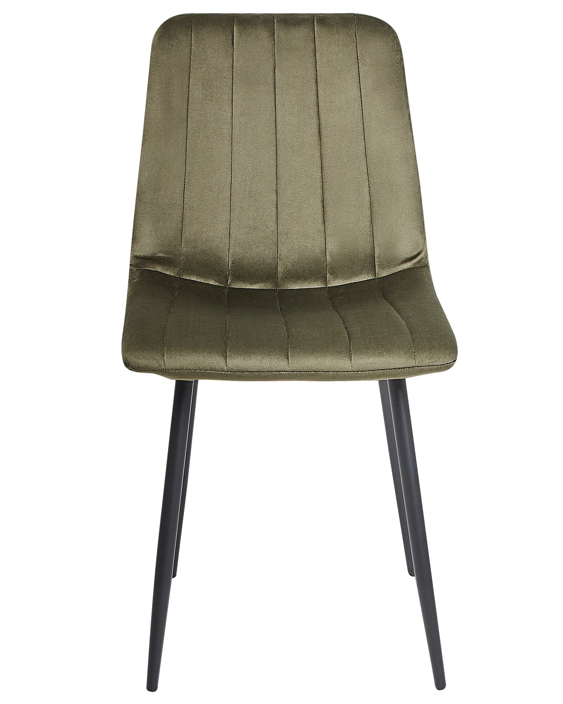 Set of 4 Dining Chairs KALISPELL Velvet Olive Green