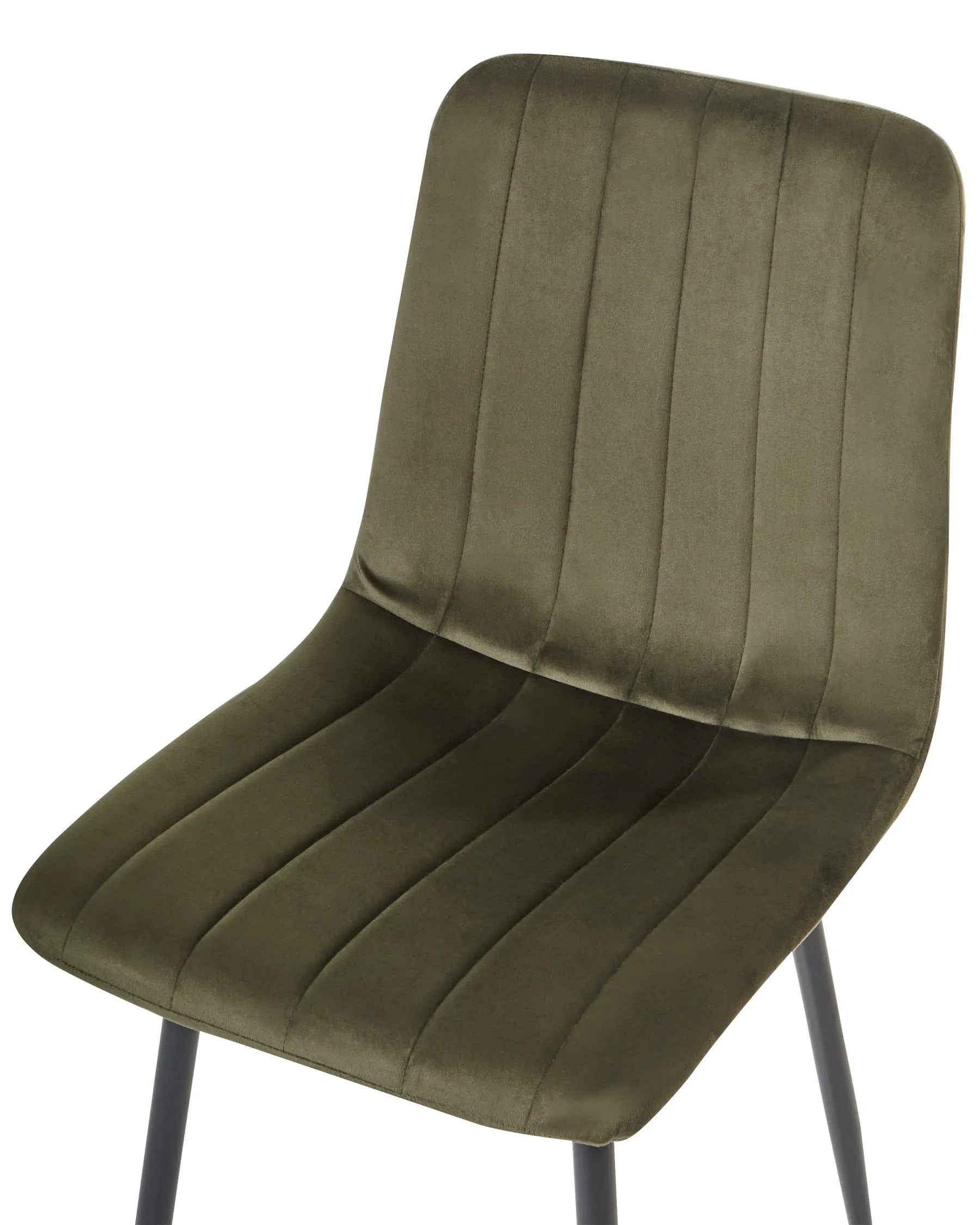 Set of 4 Dining Chairs KALISPELL Velvet Olive Green