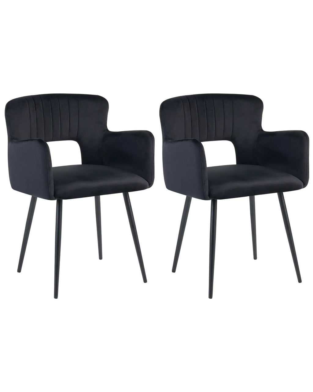 Set of 2 Dining Chairs SANILAC Velvet Black