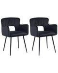 Set of 2 Dining Chairs SANILAC Velvet Black