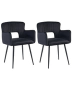 Set of 2 Dining Chairs SANILAC Velvet Black
