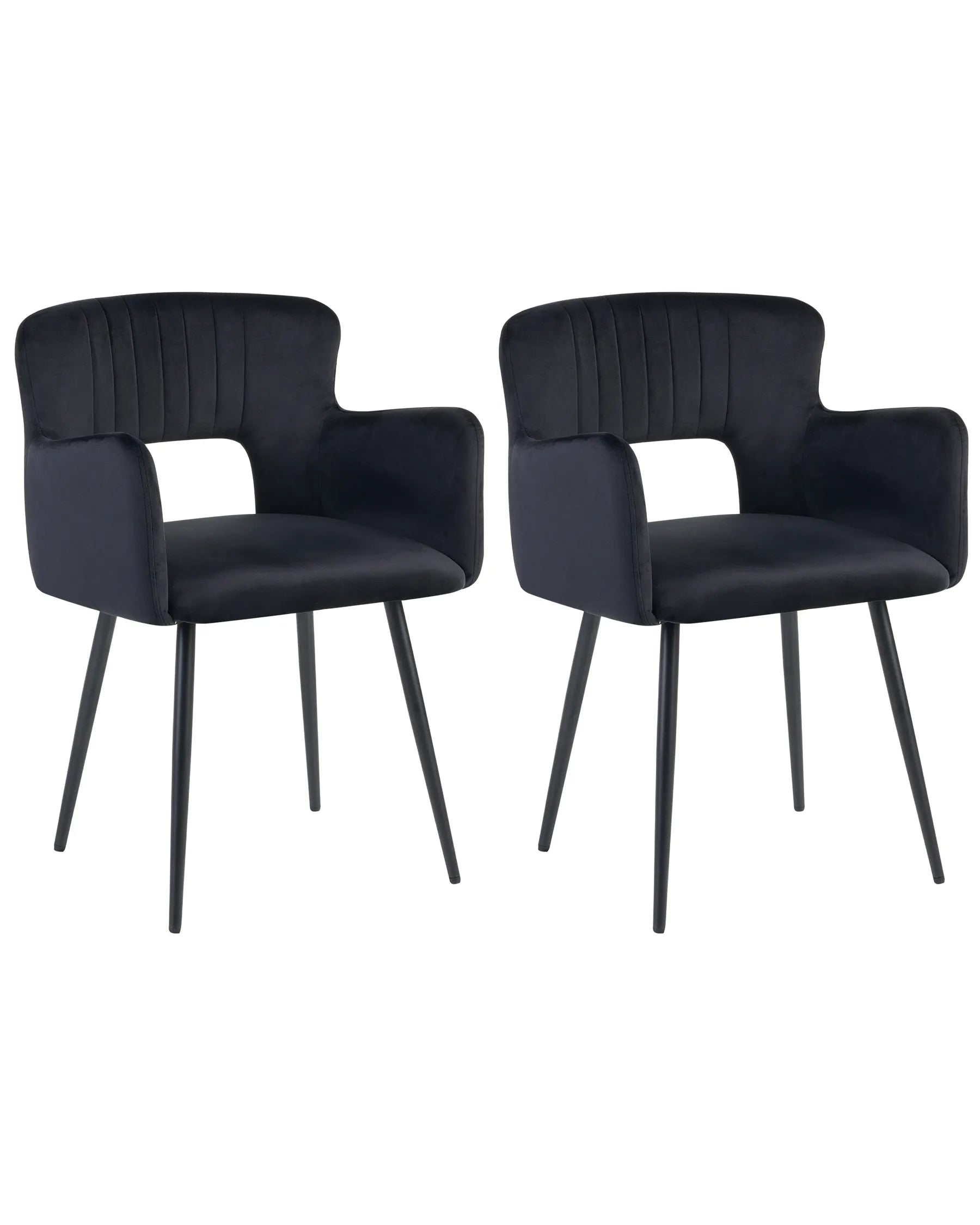 Set of 2 Dining Chairs SANILAC Velvet Black