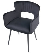 Set of 2 Dining Chairs SANILAC Velvet Black
