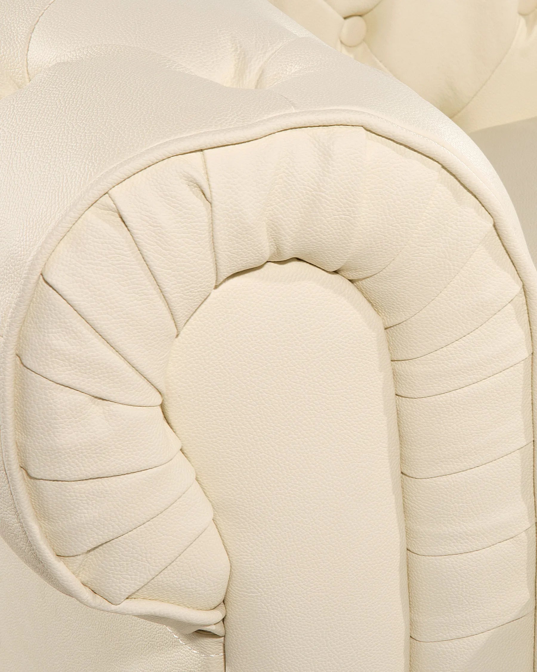 Armchair CHESTERFIELD Leather Light Beige