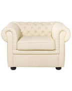 Armchair CHESTERFIELD Leather Light Beige