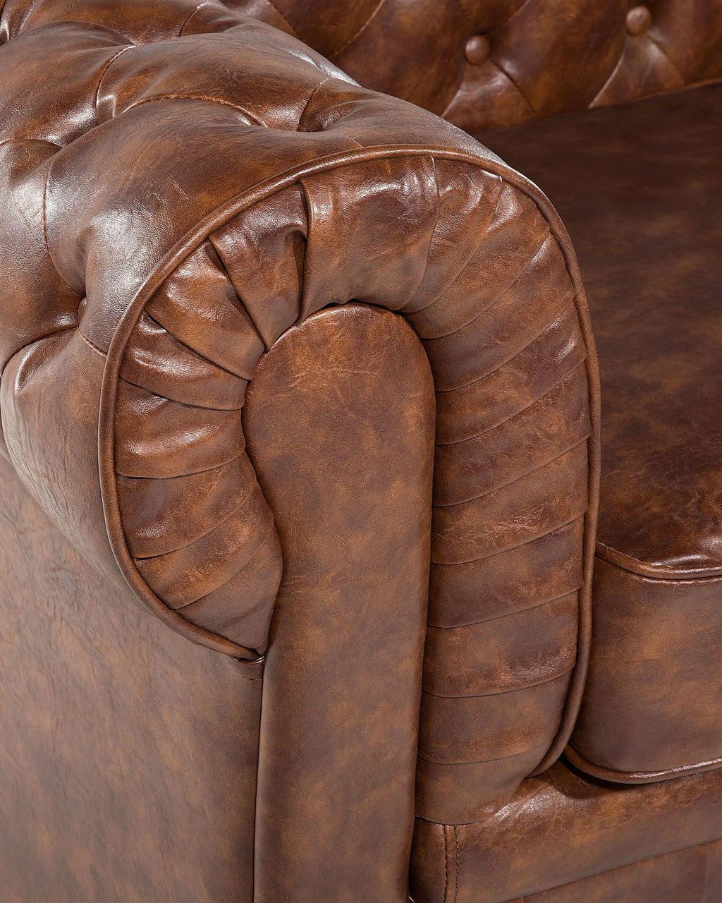 Armchair CHESTERFIELD Faux Leather Golden Brown