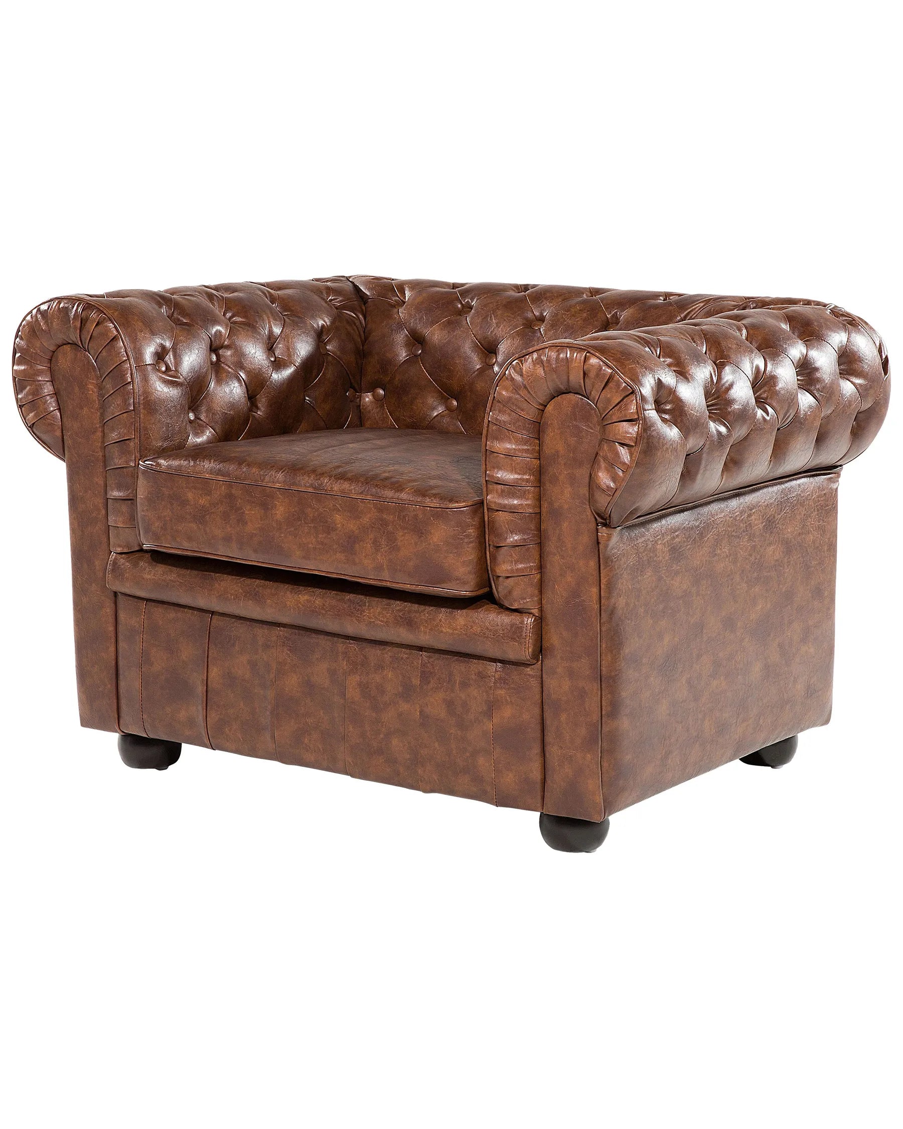 Armchair CHESTERFIELD Faux Leather Golden Brown