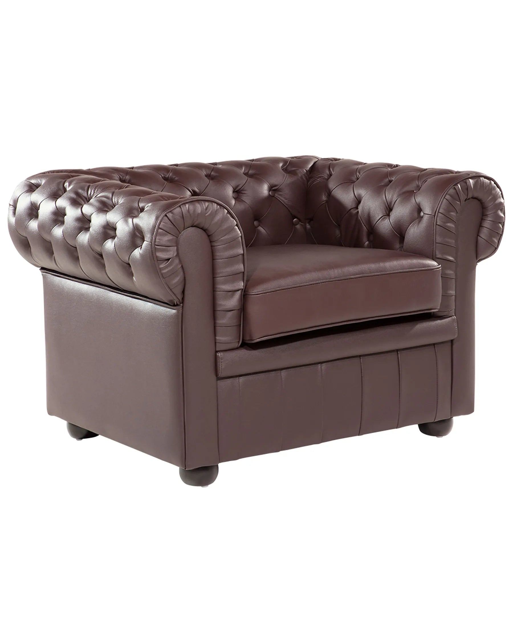 Armchair CHESTERFIELD Leather Brown