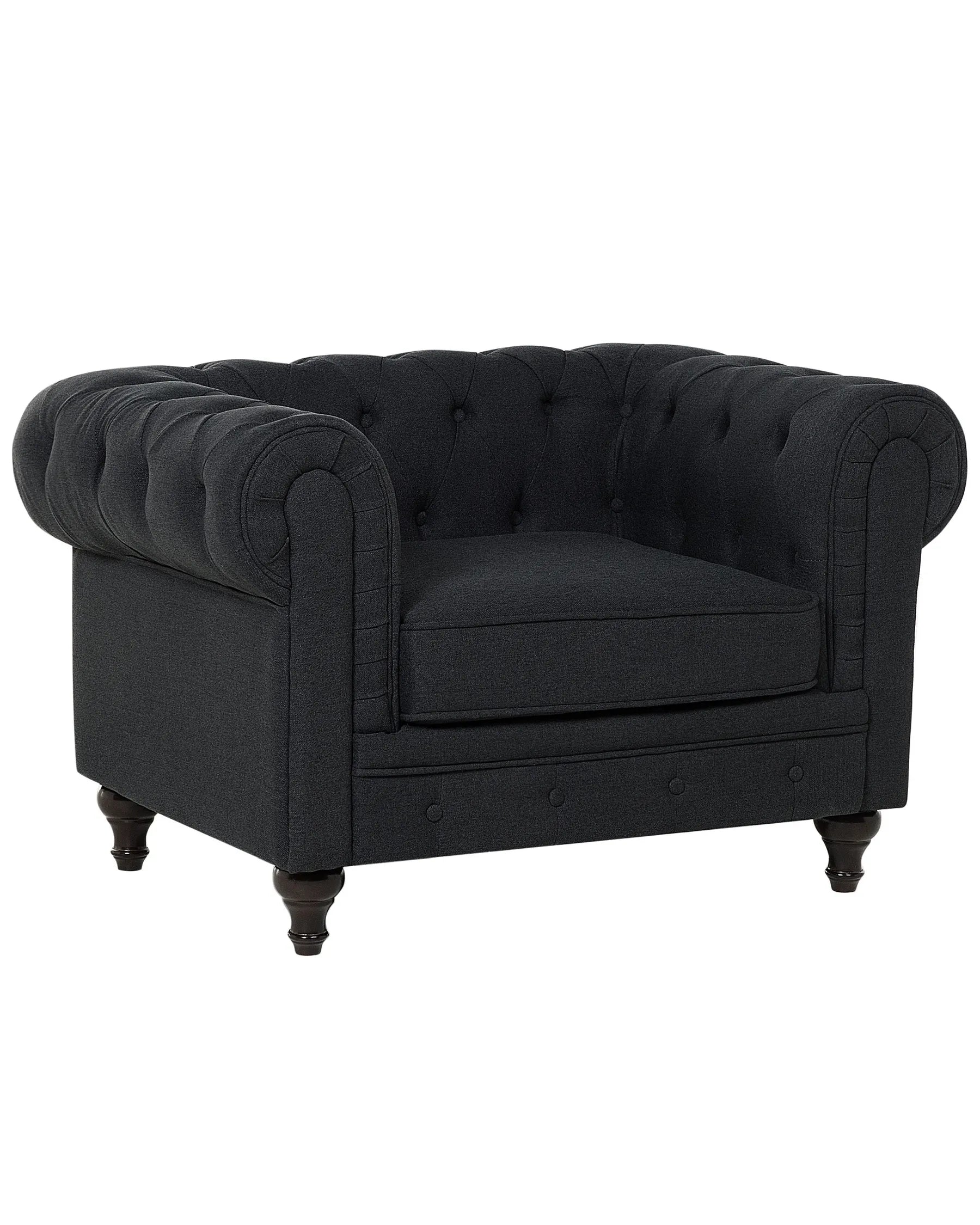 Armchair CHESTERFIELD Fabric Graphite Grey