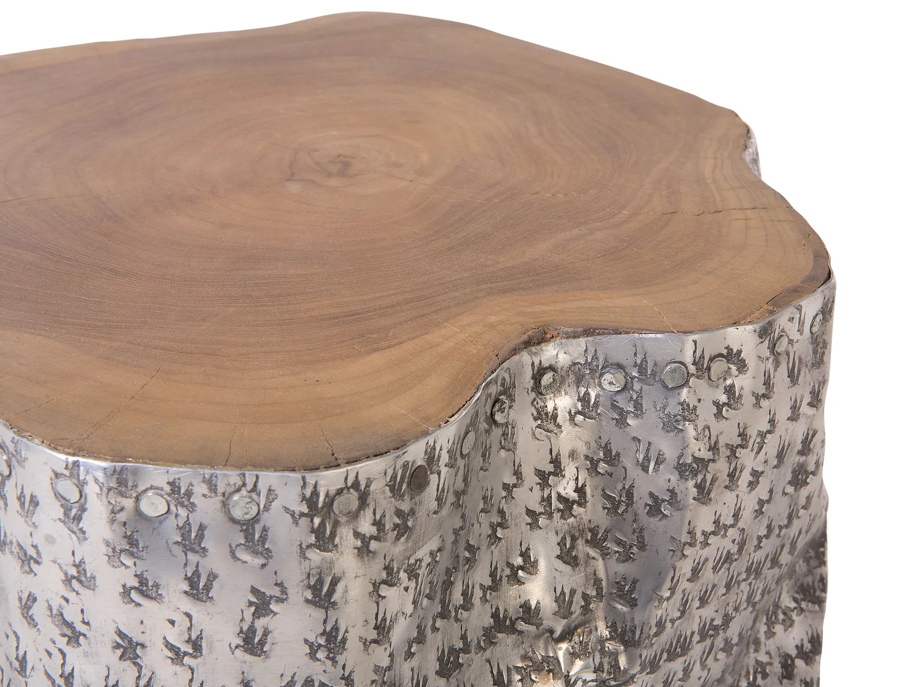 Side Table GORDON Teak Wood Silver