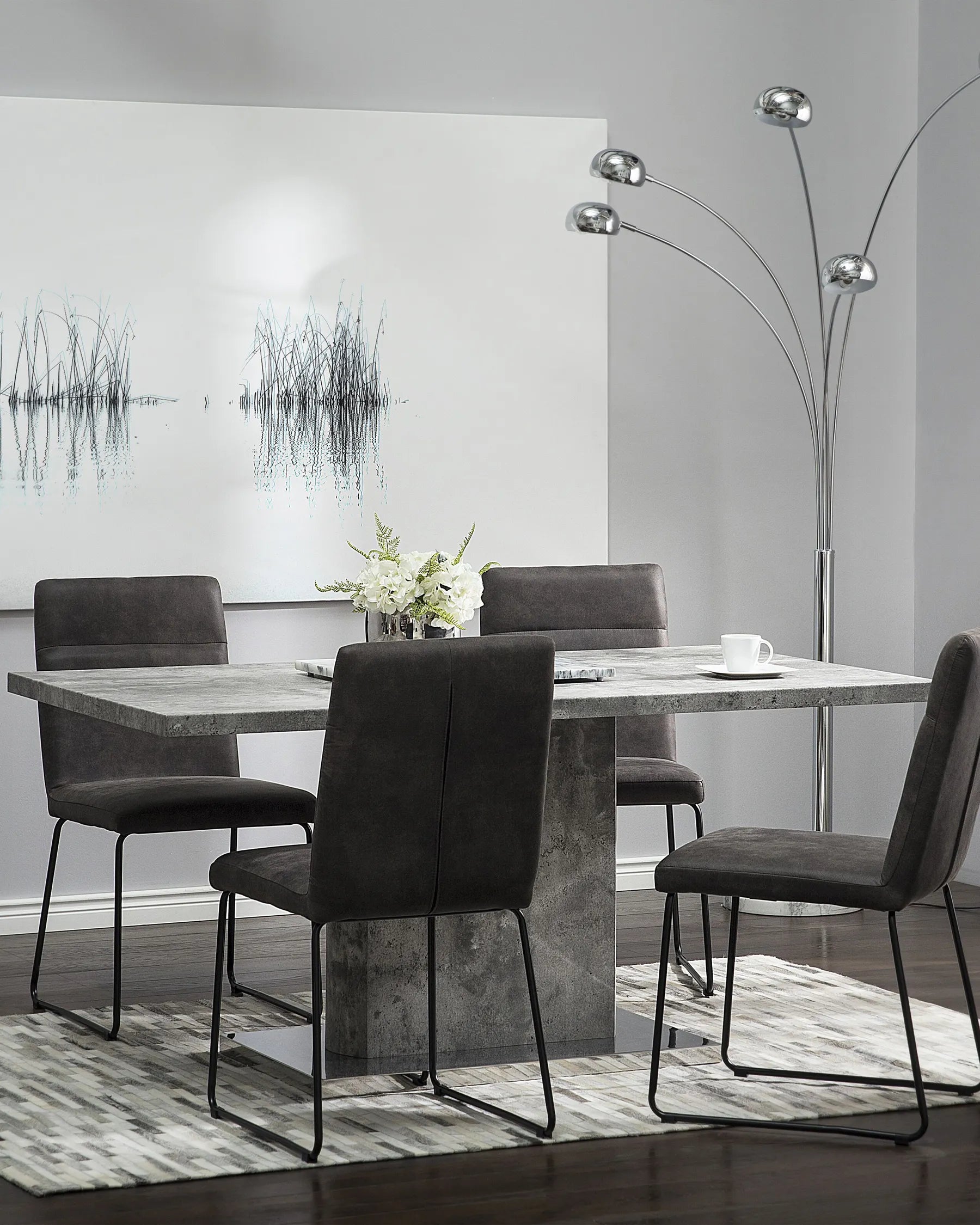 Set of 2 Dining Chairs NEVADA Fabric Dark Grey