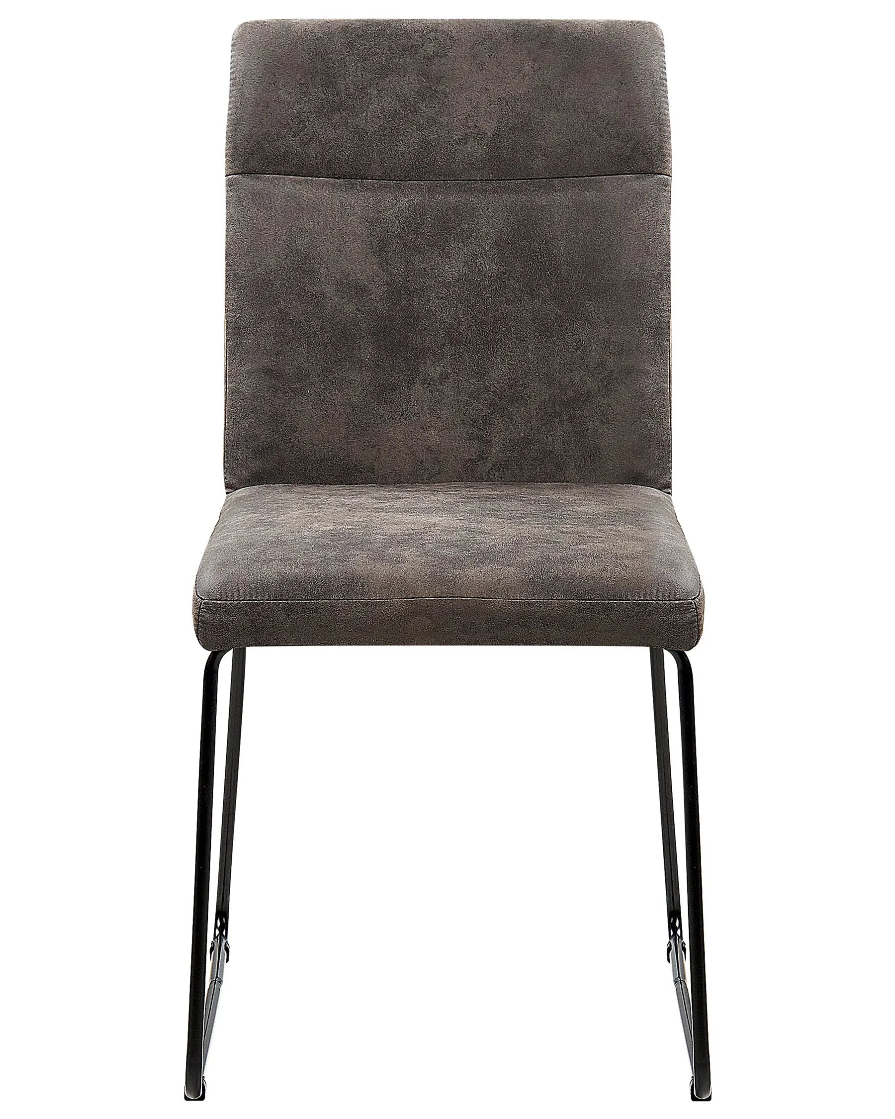 Set of 2 Dining Chairs NEVADA Fabric Dark Grey