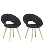 Set of 2 Dining Chairs ROSLYN Fabric Black
