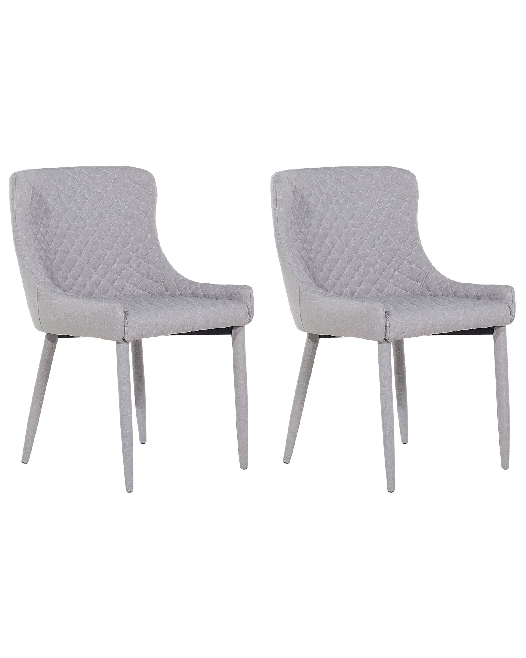 Set of 2 Dining Chairs SOLANO Fabric Light Grey
