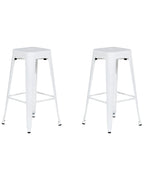 Set of 2 Bar Stools CABRILLO Metal White