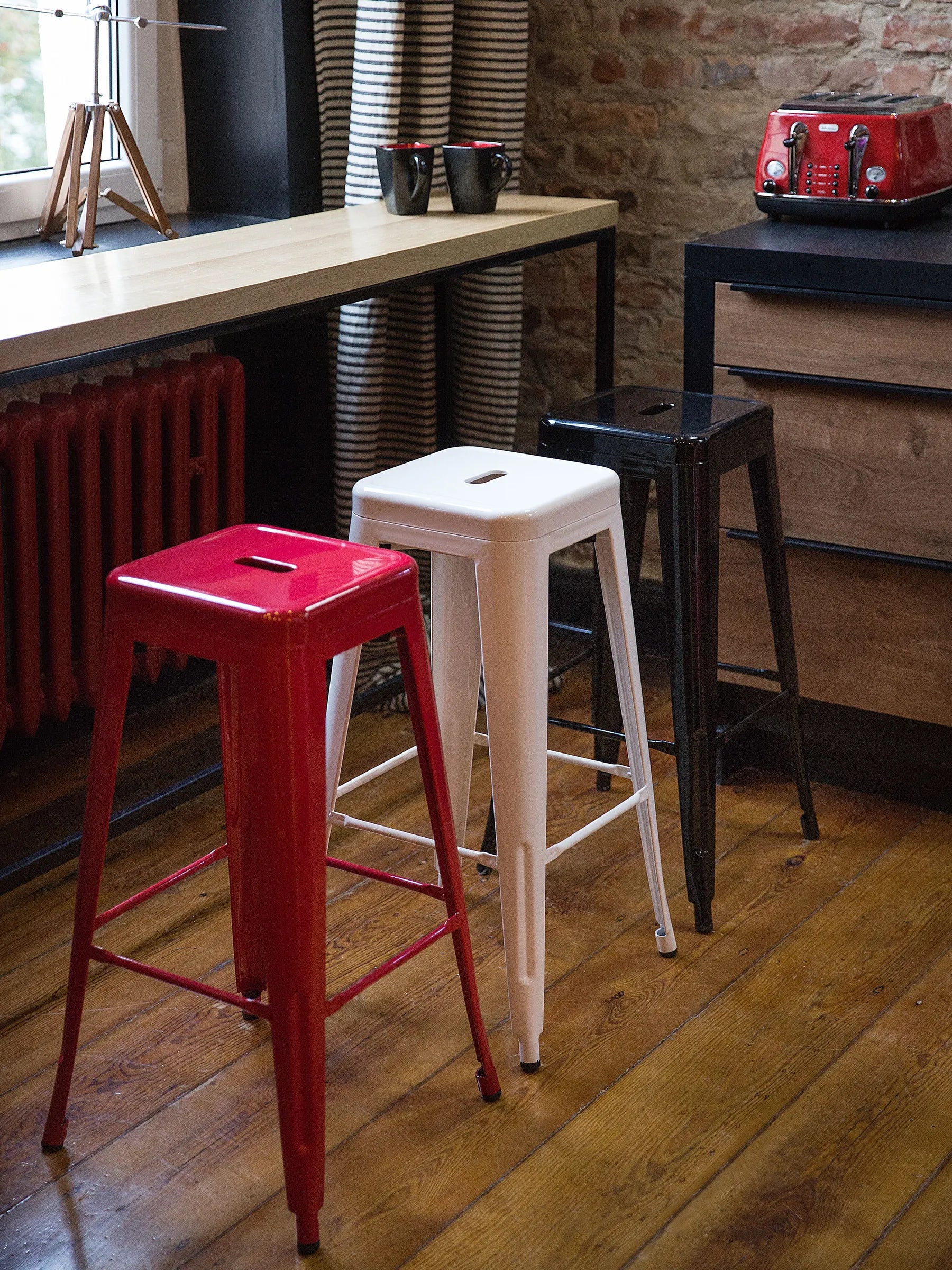 Set of 2 Bar Stools CABRILLO Metal White
