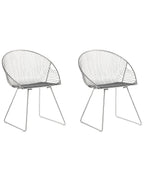 Set of 2 Dining Chairs AURORA Metal Silver