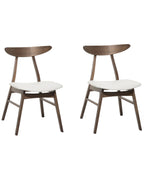 Set of 2 Dining Chairs LYNN Wood Dark Brown/ White