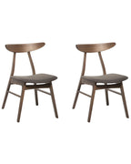 Set of 2 Dining Chairs LYNN Wood Dark Brown/ Grey