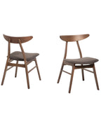 Set of 2 Dining Chairs LYNN Wood Dark Brown/ Grey