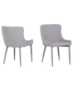 Set of 2 Dining Chairs SOLANO Fabric Light Grey