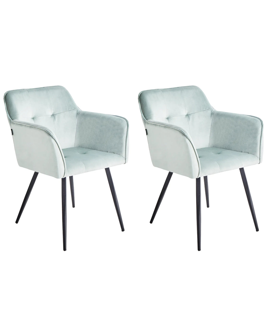 Set of 2 Dining Chairs JASMIN Velvet Mint Green