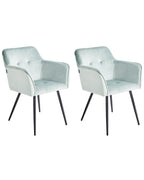 Set of 2 Dining Chairs JASMIN Velvet Mint Green
