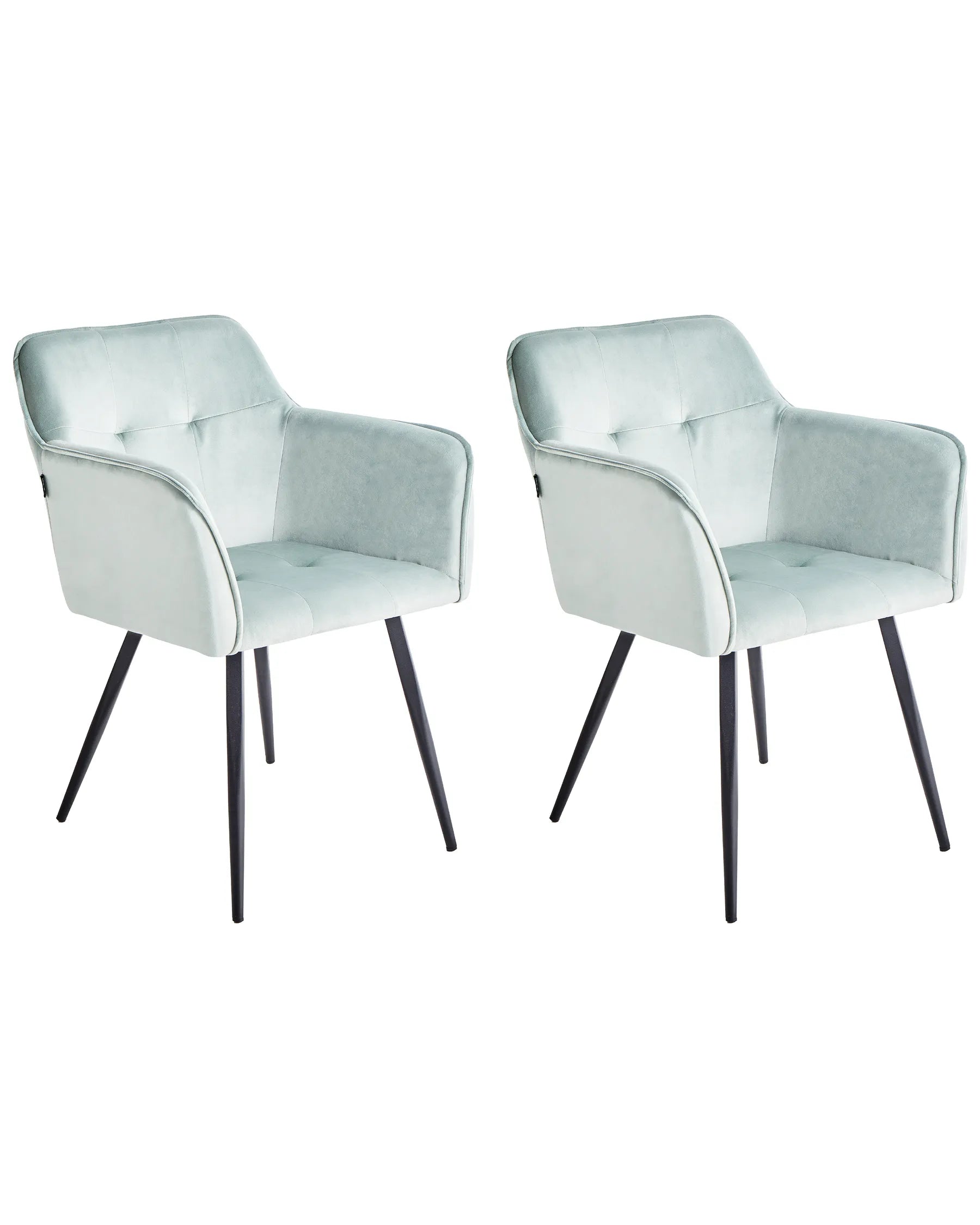 Set of 2 Dining Chairs JASMIN Velvet Mint Green