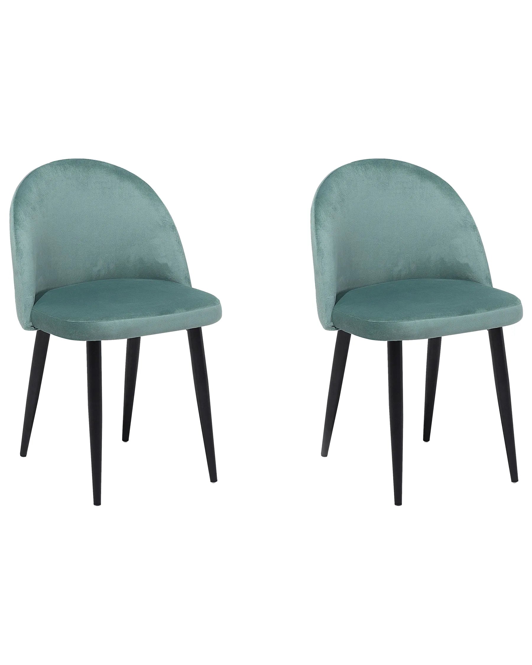 Set of 2 Dining Chairs VISALIA Velvet Mint Green