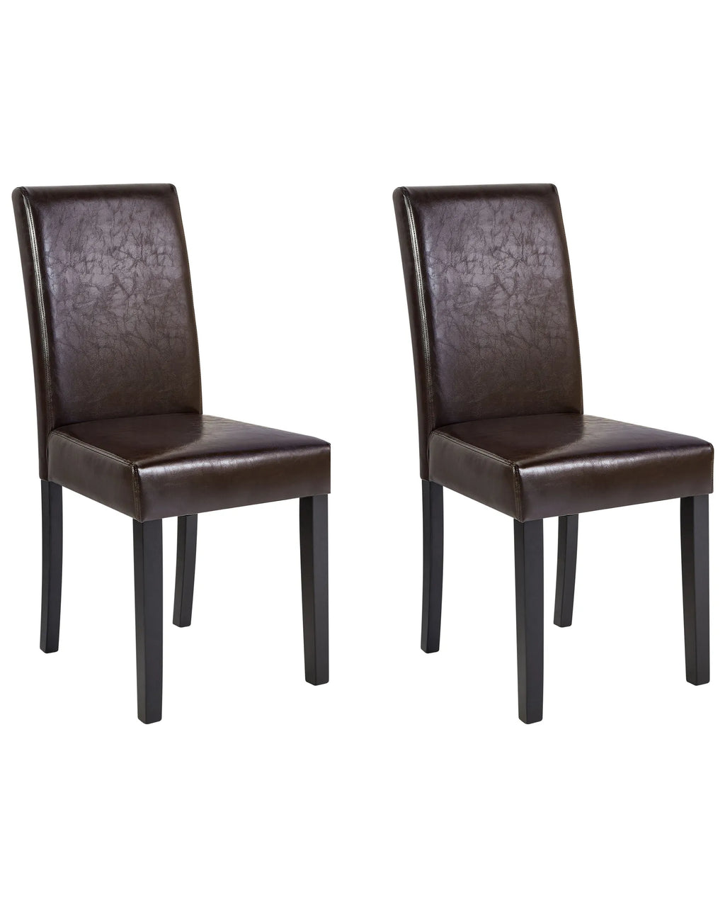 Set of 2 Dining Chairs BROADWAY Faux Leather Dark Brown