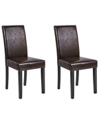 Set of 2 Dining Chairs BROADWAY Faux Leather Dark Brown