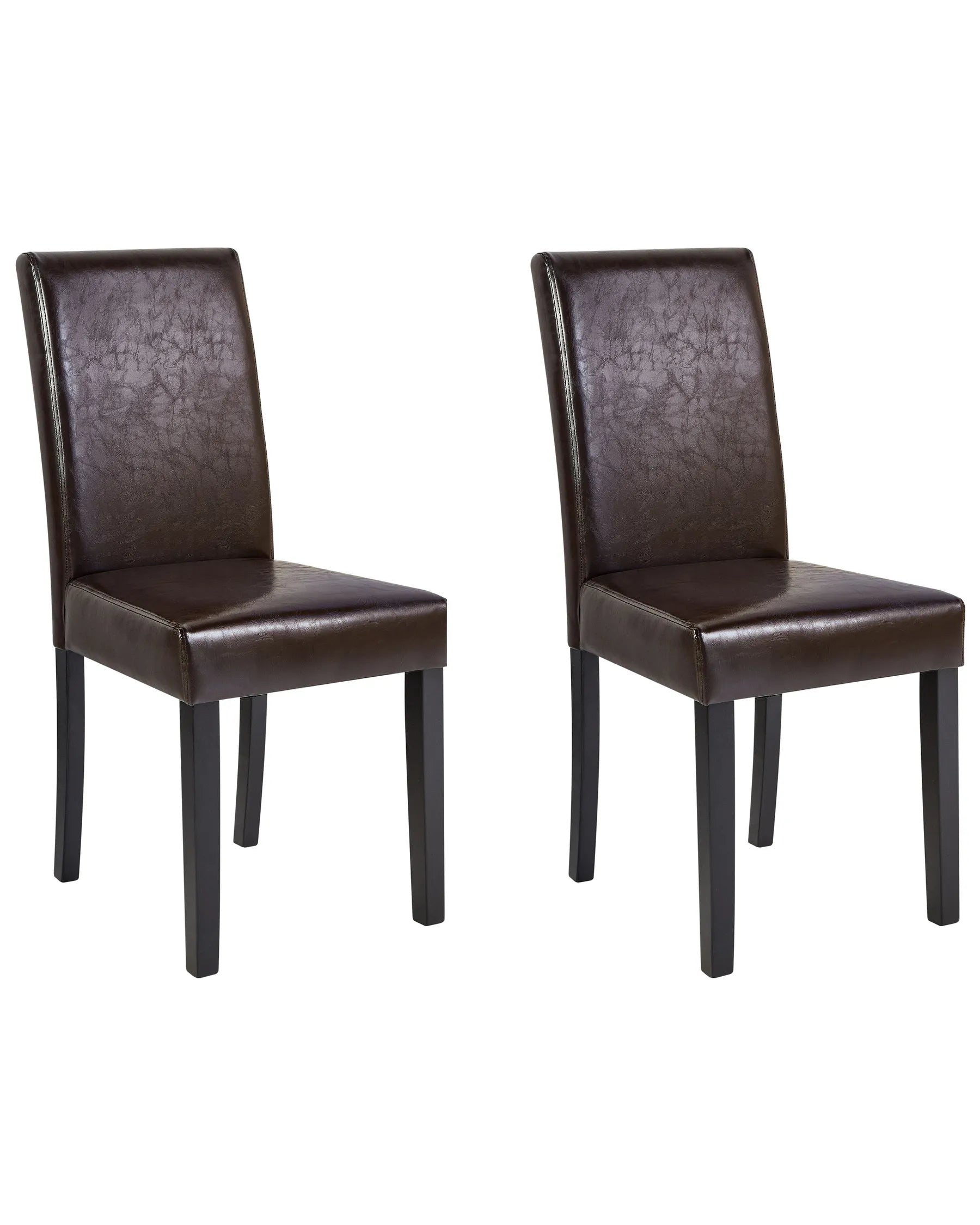 Set of 2 Dining Chairs BROADWAY Faux Leather Dark Brown