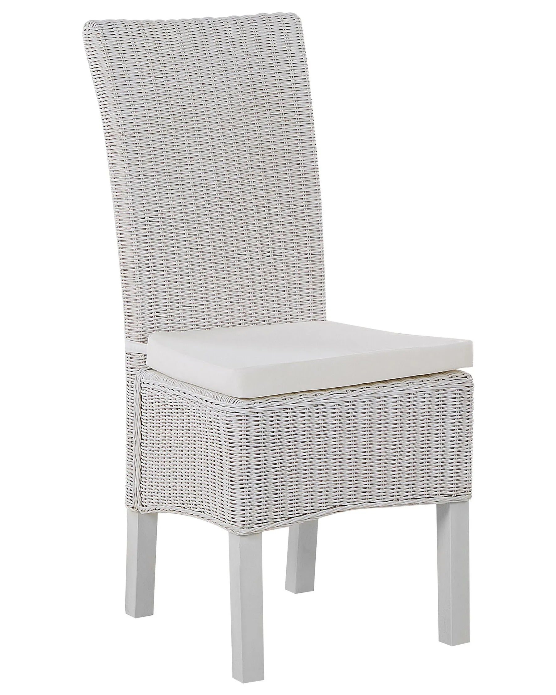 Set of 2 Dining Chairs ANDES Rattan White