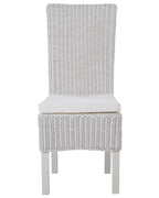 Set of 2 Dining Chairs ANDES Rattan White
