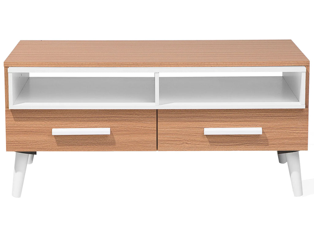 Coffee Table ALLOA Light Brown/ White with Storage