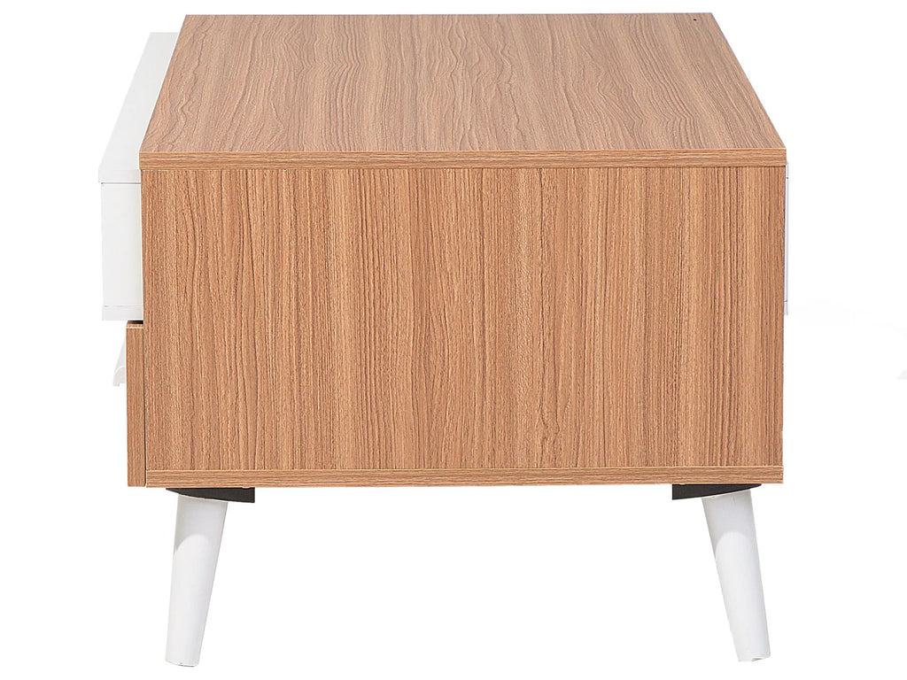 Coffee Table ALLOA Light Brown/ White with Storage