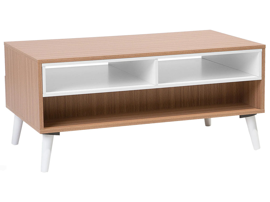 Coffee Table ALLOA Light Brown/ White with Storage