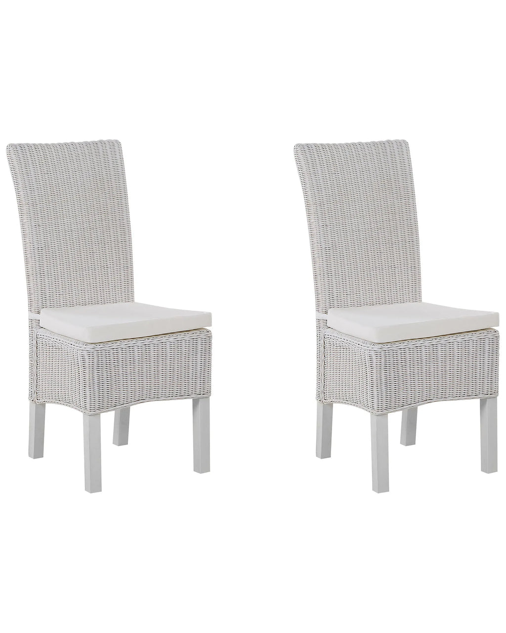 Set of 2 Dining Chairs ANDES Rattan White