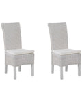 Set of 2 Dining Chairs ANDES Rattan White