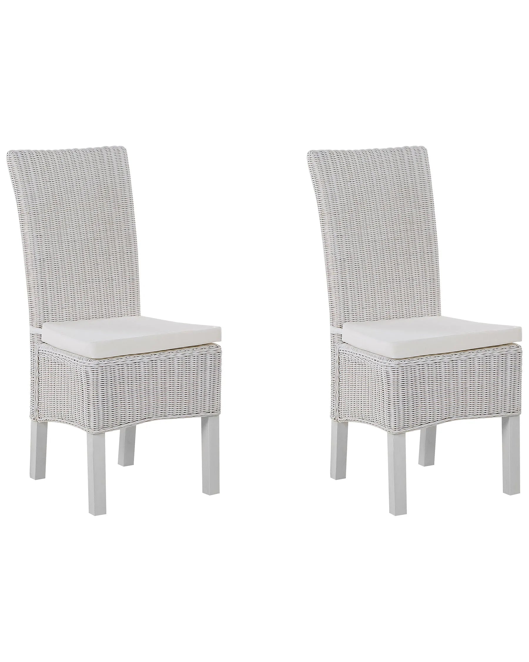 Set of 2 Dining Chairs ANDES Rattan White