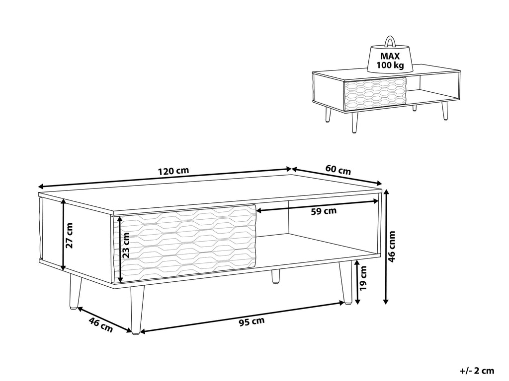 Coffee Table SWANSEA Light Brown with Storage