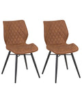 Set of 2 Dining Chairs LISLE Fabric Golden Brown