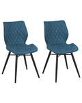 Set of 2 Dining Chairs LISLE Fabric Sea Blue