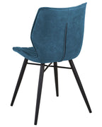 Set of 2 Dining Chairs LISLE Fabric Sea Blue