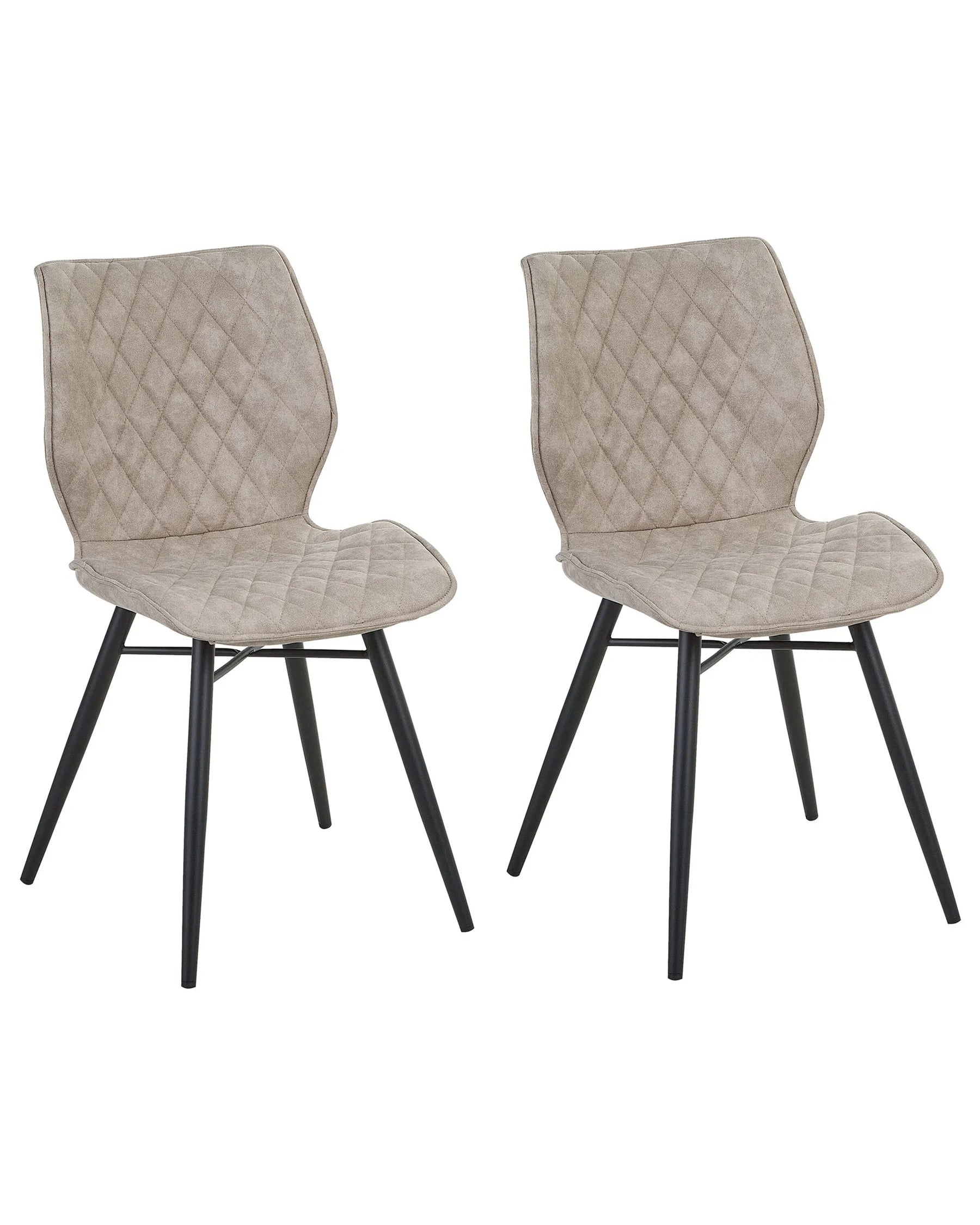 Set of 2 Dining Chairs LISLE Fabric Beige