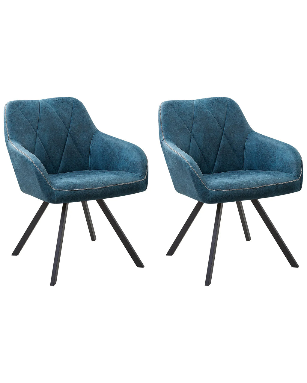 Set of 2 Dining Chairs MONEE Fabric Sea Blue