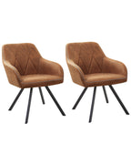 Set of 2 Dining Chairs MONEE Fabric Golden Brown