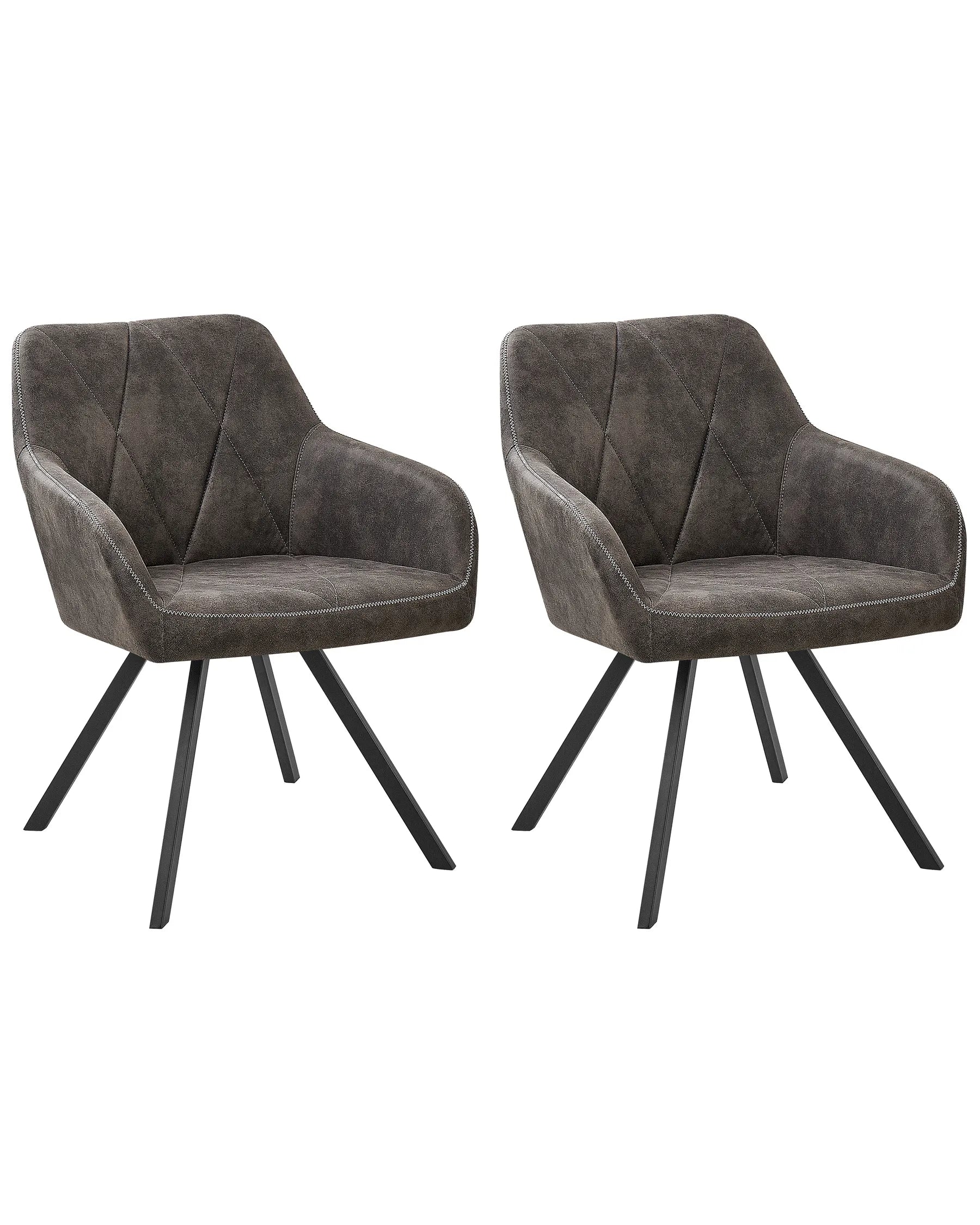 Set of 2 Dining Chairs MONEE Fabric Dark Grey