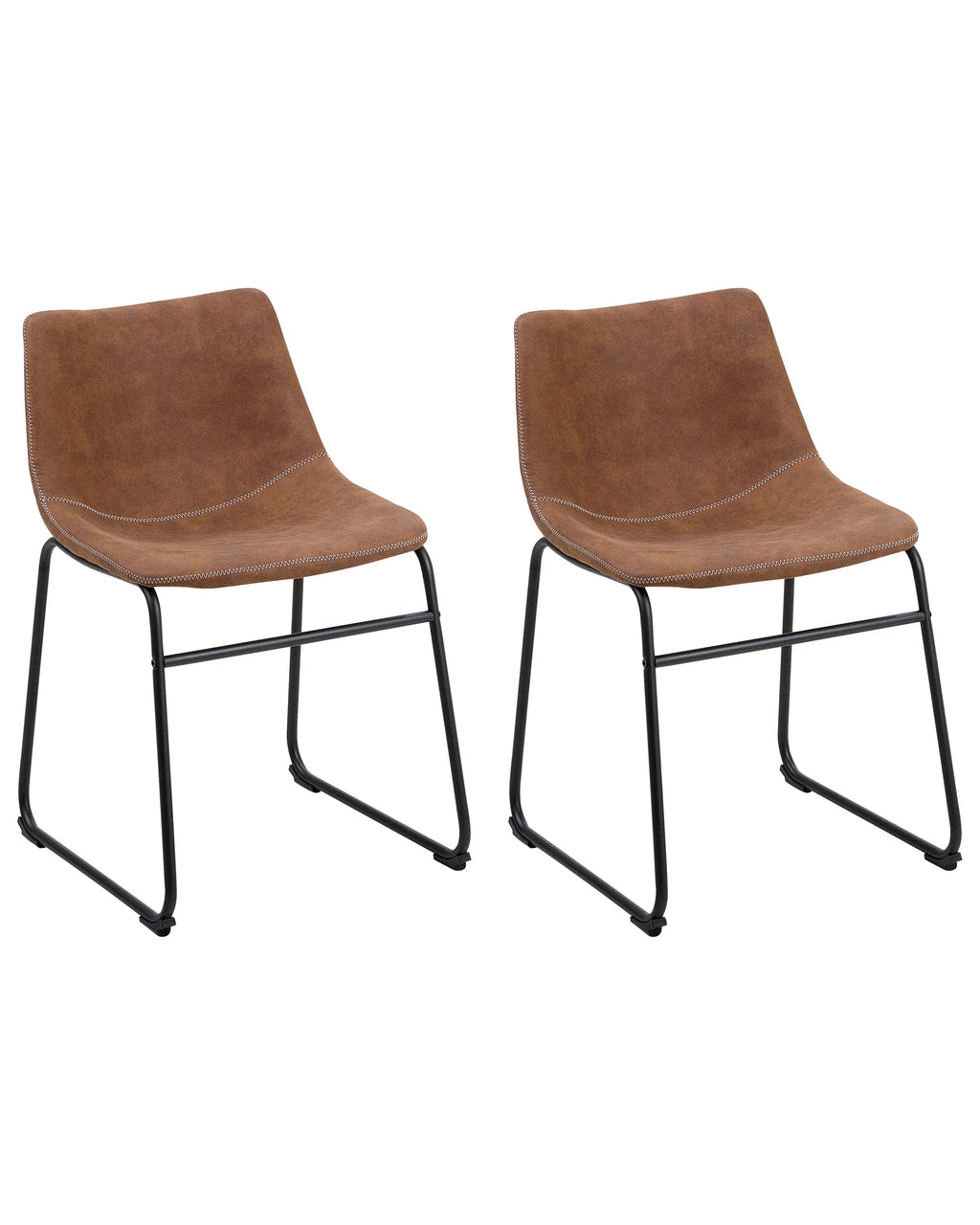 Set of 2 Dining Chairs BATAVIA Fabric Golden Brown