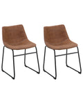 Set of 2 Dining Chairs BATAVIA Fabric Golden Brown